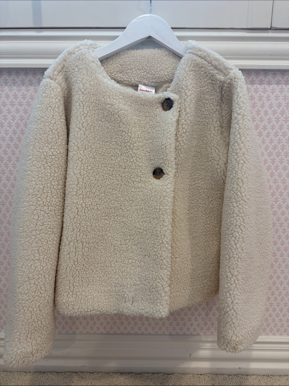 Hanna Andersson Cream Sherpa Button-Front Jacket